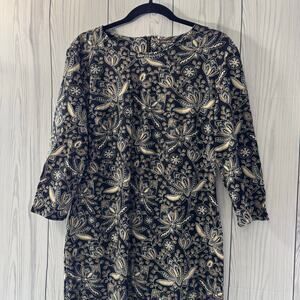 J. McLaughlin Catalina Cloth Floral Brown V Neck 3/4 Sleeve Sheath Dress XL
